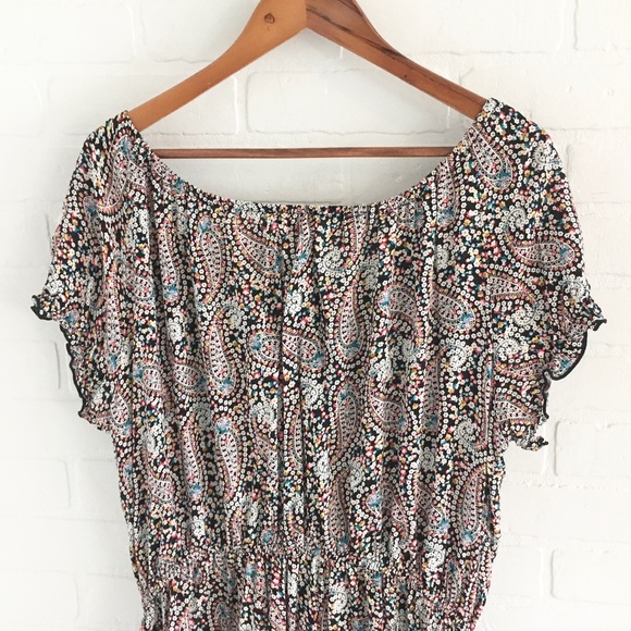 1X Lilly Morgan Boho Dress Midi Paisley Off-the-Shoulder - Picture 8 of 11
